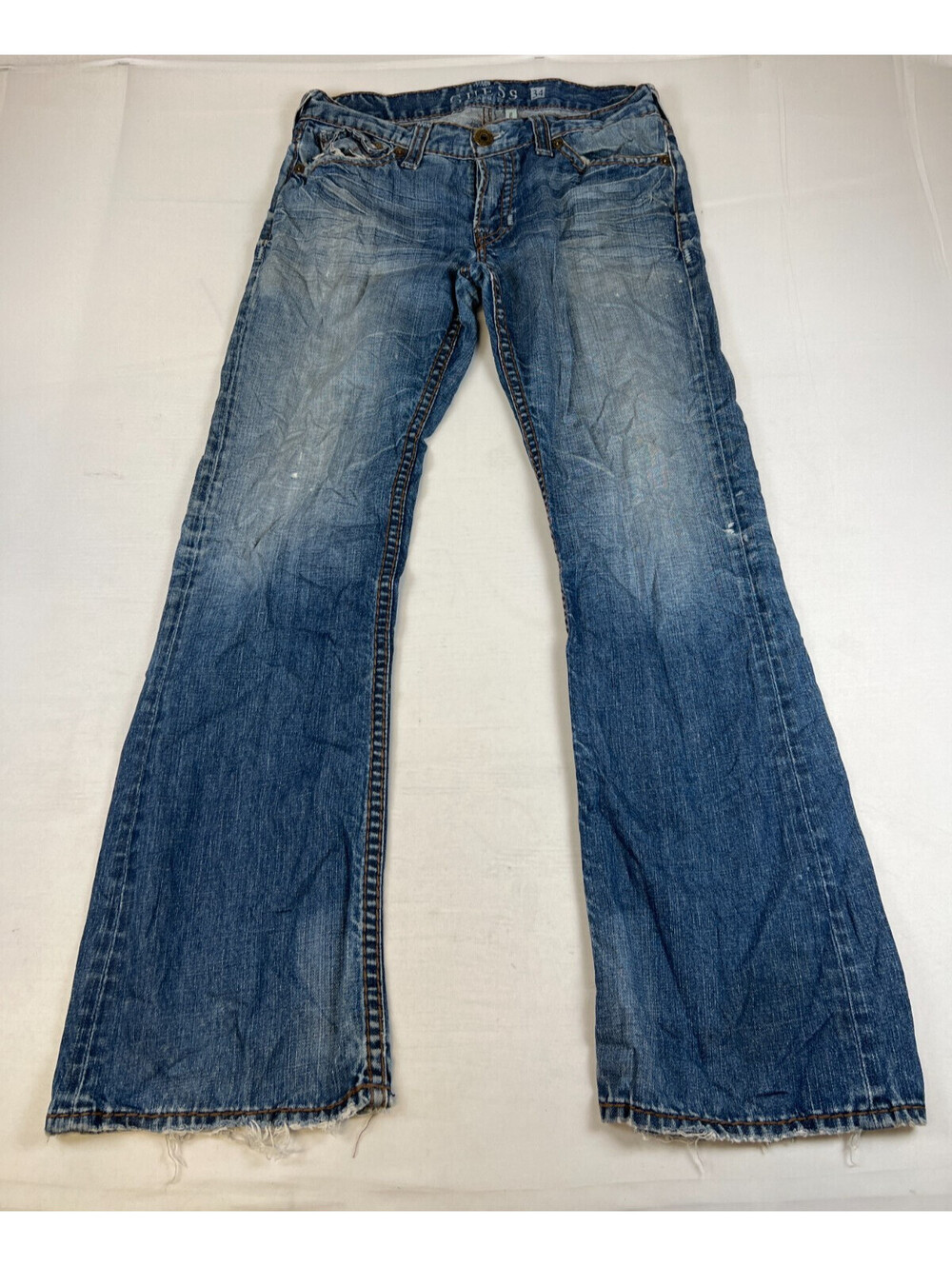 Guess Falcon Slim Boot Men 34x32 Blue Denim Jeans